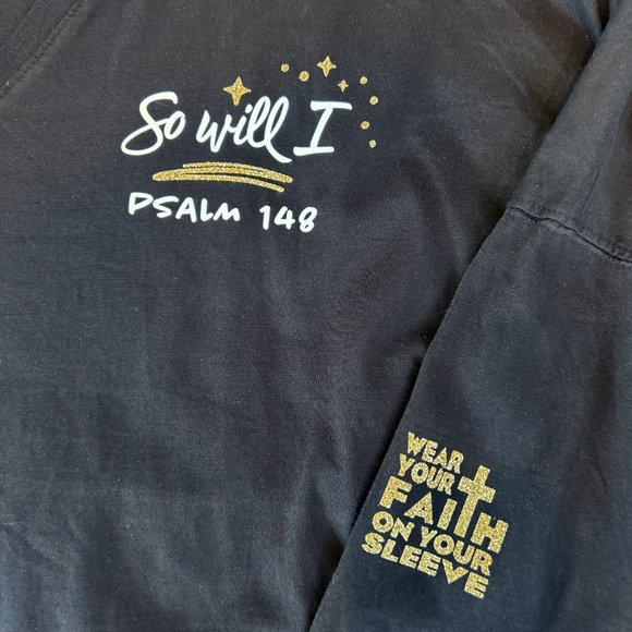 So Will I,  Womens Christian, 2 Side Print, Long Sleeve Tee, Black 2Xl - Picture 5 of 5